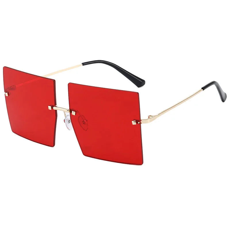 Luxury Oversized Rimless Women's Designer Square Sunglasses