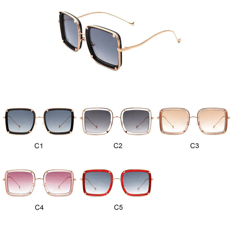 Luxury Punk Classic UV400 Protection Retro Square Sunglasses