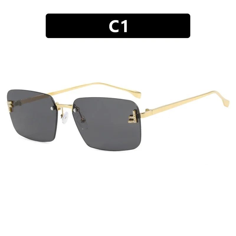 Designer Fashion Square Rimless UV400 Protection Unisex Sunglasses