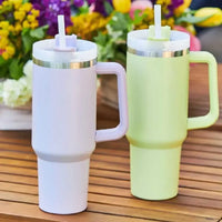 Cute Metallic Animal Print 40oz Insulated Thermal Travel Tumbler with Straw and Handle