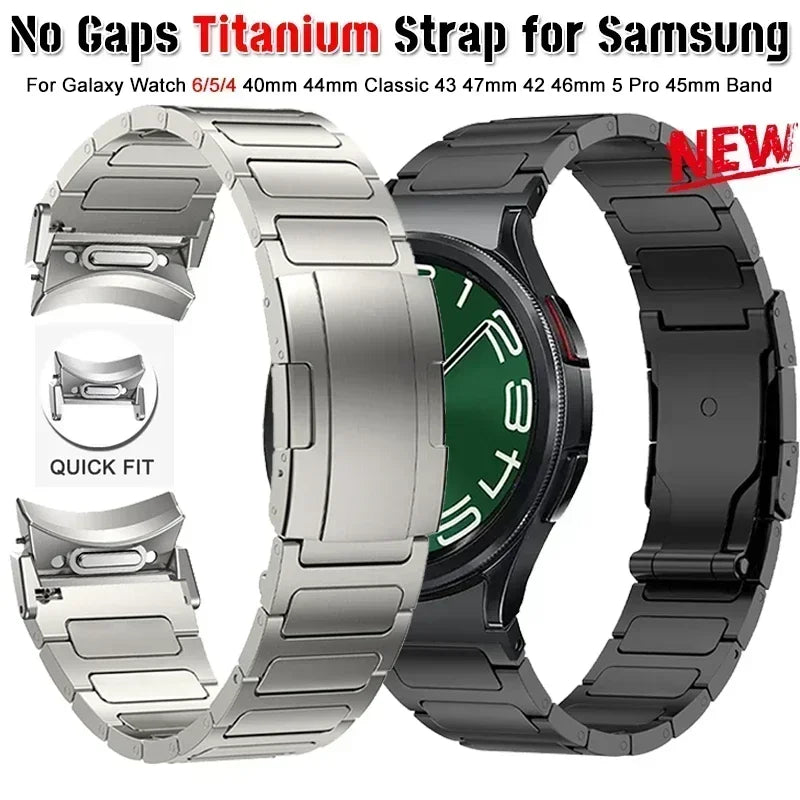 No Gaps Titanium Strap for Samsung Galaxy Watch 6/5/4 40mm 44mm Classic 43mm 47mm 42 46MM Metal Band for Galaxy Watch 5 Pro 45mm