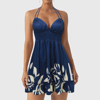 Classic Trendy Boho Deep V Neck Halter Backless Women's Summer Dress