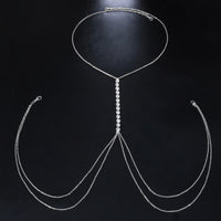 Handmade Rhinestone Cross Bra Chain Harness Body Jewelry