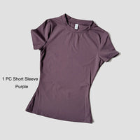 Cute Women's Seamless Short Sleeve Top & Gym Shorts Set