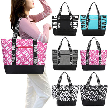 Cute Weekender Bag - Large Capacity Overnight Luggage Bag Zipper Closure Casual Shoulder Tote Bag