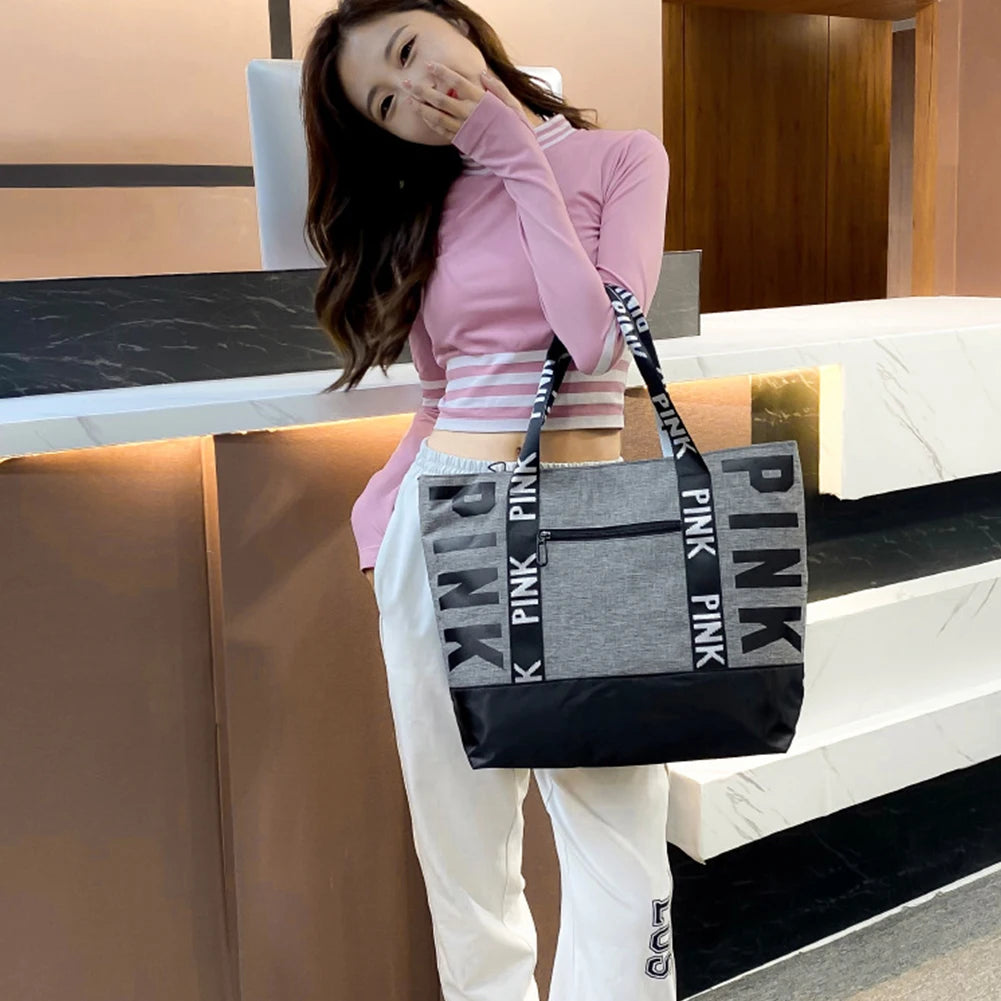 Cute Weekender Bag - Large Capacity Overnight Luggage Bag Zipper Closure Casual Shoulder Tote Bag