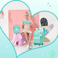 Cute 3PCS Rolling Backpack For Girls - Ribbon Bow Girls Trolley Backpack