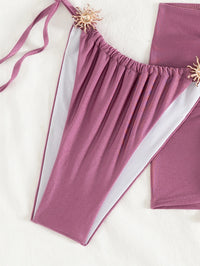 Sexy Golden Sun Accent 3 Pcs Bikini Swimsuit & Cover Up Skirt Set