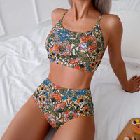 Sexy Vintage Floral Print High Waist Women's Bikini Swimsuit