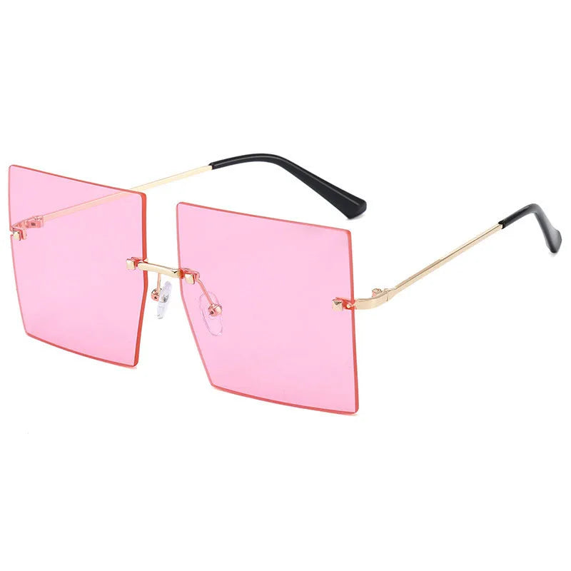 Luxury Oversized Rimless Women's Designer Square Sunglasses