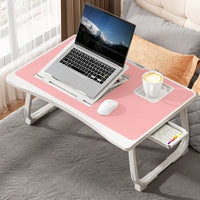 Foldable Laptop Bed Desk - Portable Adjustable Height Foldable Laptop Bed Desk with Wooden Surface