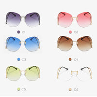 Oversized Rimless Gradient Designer Round UV400 Protection Women's Sunglasses