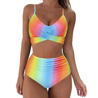 Sexy Criss Cross Top & High Waisted Women's Bikini Swimsuit