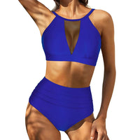 Sexy Mesh Hollow Out Top & High Waist Bikini Women's Swimsuit