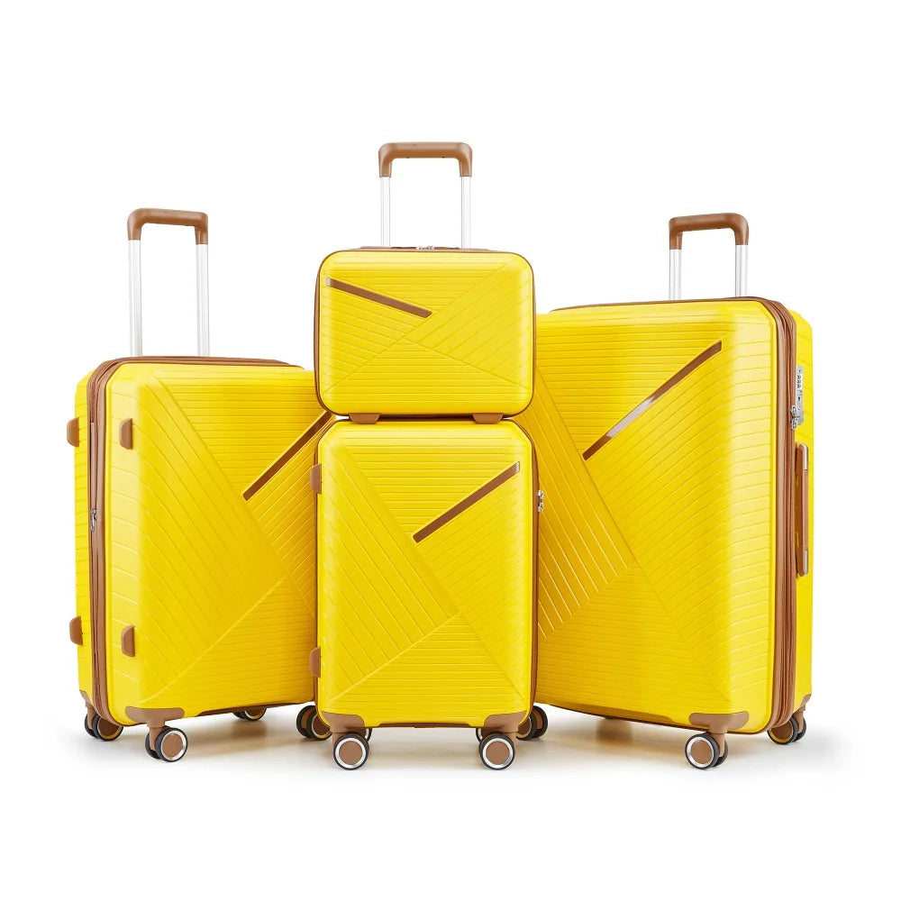 Expandable Lightweight 4 Piece Luggage Set with 360 Degrees Mute Spinner Wheels and TSA Lock