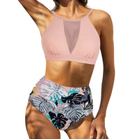 Sexy Mesh Hollow Out Top & High Waist Bikini Women's Swimsuit