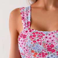 Sexy Vintage Floral Print High Waisted Women's Bikini Swimsuit