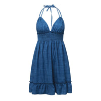 Classic Trendy Boho Deep V Neck Halter Backless Women's Summer Dress