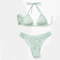 Sexy Jacquard Textured Drawstring Women's Bikini Swimsuit