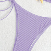 Sexy Halter Solid Color Star Accent Women's String Bikini Swimsuit