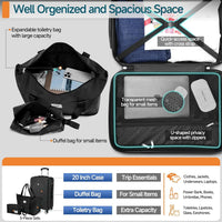 Premium 3-Piece Luggage Set - ABS+PC Hardshell Suitcase with TSA Lock & Matching Travel Bags