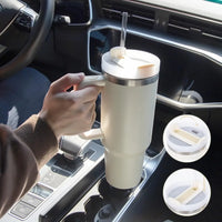 Cute Metallic Animal Print 40oz Insulated Thermal Travel Tumbler with Straw and Handle