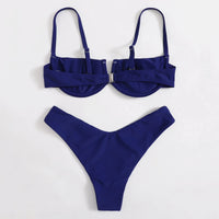 Sexy Navy Blue Push Up Women's Bikini Swimsuit