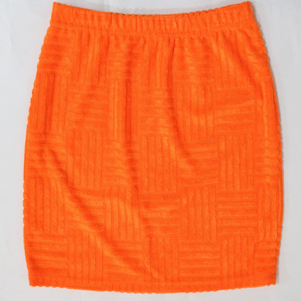 Sexy Textured Pattern Halter Crop Top & Mini Skirt Set