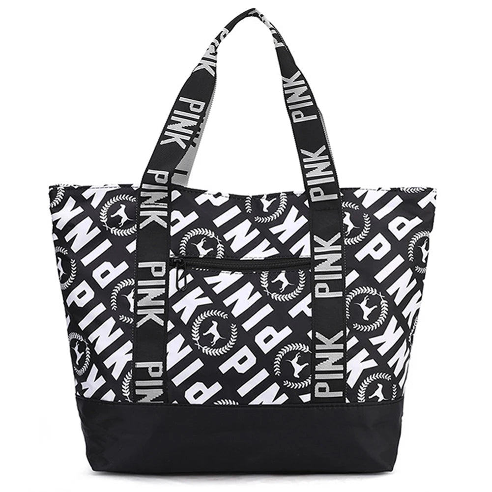 Cute Weekender Bag - Large Capacity Overnight Luggage Bag Zipper Closure Casual Shoulder Tote Bag