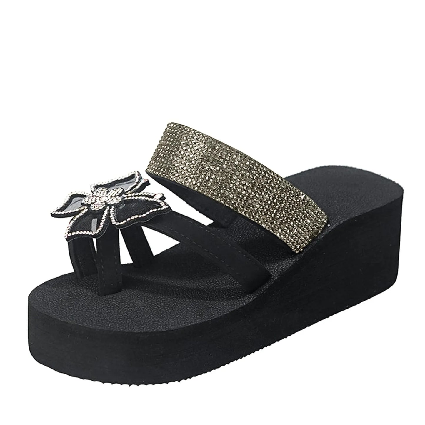 Casual Summer Fashion Silver Rhinestone Platform Bling Sandals