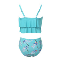 Fashion Full Coverage Women's Ruffle Top & High Waisted Bikini Swimsuit