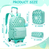 Cute 3PCS Rolling Backpack For Girls - Ribbon Bow Girls Trolley Backpack