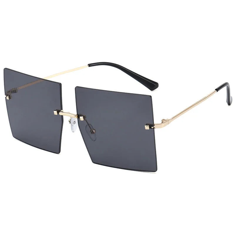 Luxury Oversized Rimless Women's Designer Square Sunglasses