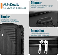 Premium 3-Piece Luggage Set - ABS+PC Hardshell Suitcase with TSA Lock & Matching Travel Bags