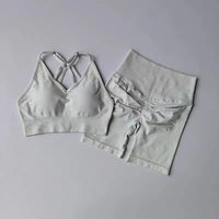 Cute High Waist Women's Top & Shorts 2 Pcs Sports Yoga Set