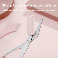 Professional Eyebrow Scissors With Comb Brow Trimmer Scraper