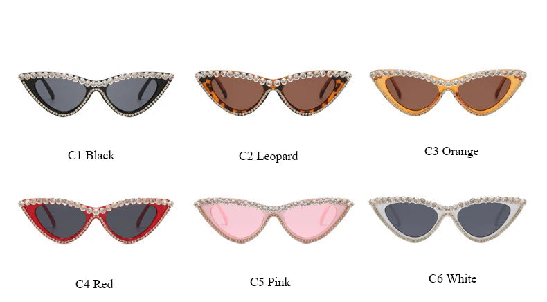 Stylish Vintage Luxury Cat Eye Rhinestone UV400 Protection Sunglasses