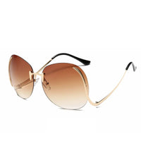 Oversized Rimless Gradient Designer Round UV400 Protection Women's Sunglasses