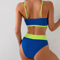 Sexy Sporty Color Block High Waisted Women's Bikini Swimsuit