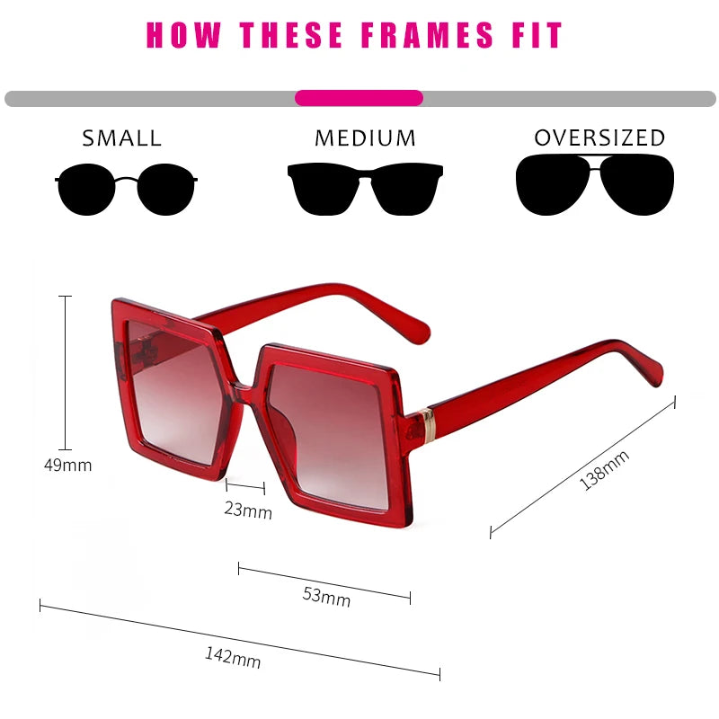 Classic Retro Large Frame Square Womens Sunglasses