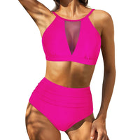Sexy Mesh Hollow Out Top & High Waist Bikini Women's Swimsuit