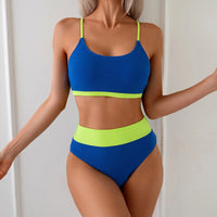 Sexy Sporty Color Block High Waisted Women's Bikini Swimsuit