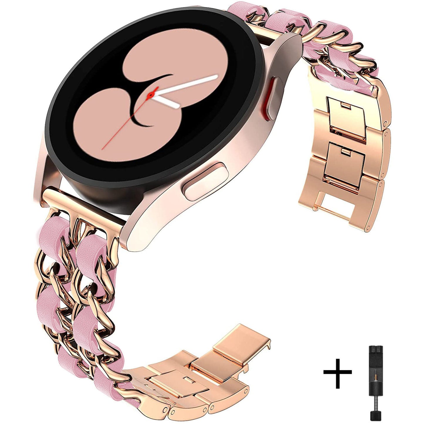 20mm 22mm Band for Samsung Galaxy Watch 4/Classic/5/pro/46mm/42mm/active 2/s3 Leather+Metal bracelet Huawei GT/2/GT2/3 Pro strap