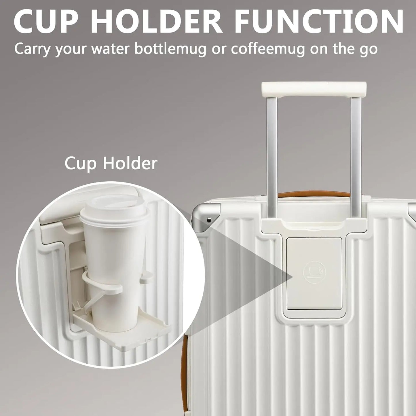 Stylish 20 inch Carry-on Suitcase - Expandable Lightweight Durable, with Cup Holder, TSA Lock, Spinner Wheels