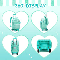 Cute 3PCS Rolling Backpack For Girls - Ribbon Bow Girls Trolley Backpack
