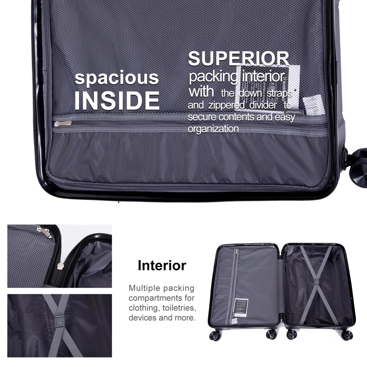 Travelhouse Hardshell Suitcase Sets - Lightweight Suitcase With TSA Lock, 3-Piece Set (20/24/28)