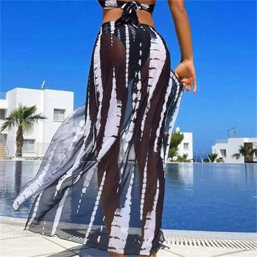 Sexy 3 Piece Tie-Dye Bikini & Coverup Dress Set