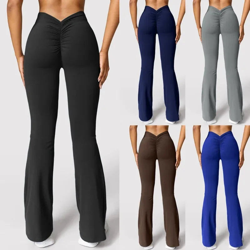 Sexy V-Back High Waist Scrunch Butt Bootcut Sports Yoga Pants
