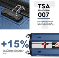Modern Design 3 Piece Hard Shell Luggage Set - Expandable and Lightweight with Spinner Wheels TSA Lock