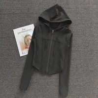 Cute Women's Long Sleeve Cropped Sports Yoga Hoodies